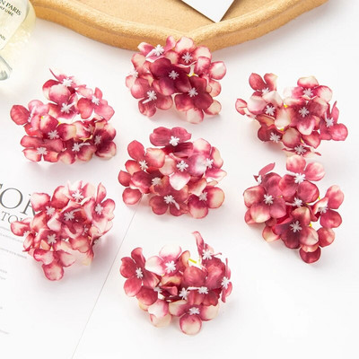 10db/tétel Olcsó művirágok Esküvői Kert Rózsaív Lakberendezési buli Karácsonyi Koszorú Cukorkadoboz Hamis selyem hortenzia