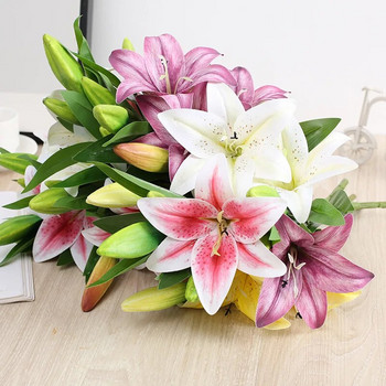 Изкуствени копринени цветя Букет от фалшиви лилии Направи си сам креативен букет с дължина 41 см като подарък за приятели преподаване и свеж декор за всекидневна