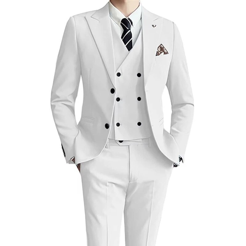 2023. modni novi muški butik za slobodno vrijeme, jednobojni, poslovni, uski vjenčani najbolji komplet od 3 komada, sakoi, jakna, kaput, hlače, prsluk