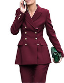 Lansboter bordo sieviešu uzvalki tīrā krāsā, 2 gab., komplekts, iecirtums, ballīte, biroja darbs, modes bizness, sieviešu kostīmi, žakete ar biksēm