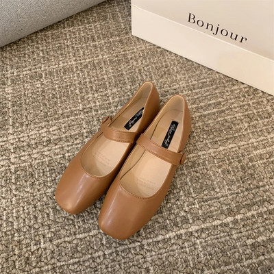 Sieviešu dzīvokļi kvadrātveida purngals Mary Jane kurpes Vintage baleta plakanie melni, mīksti, sekli sieviešu apavi Zapatos Mujer pavasaris rudens 1233N