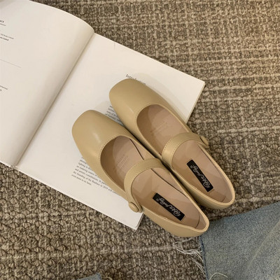 Sieviešu dzīvokļi kvadrātveida purngals Mary Jane kurpes Vintage baleta plakanie melni, mīksti, sekli sieviešu apavi Zapatos Mujer pavasaris rudens 1233N