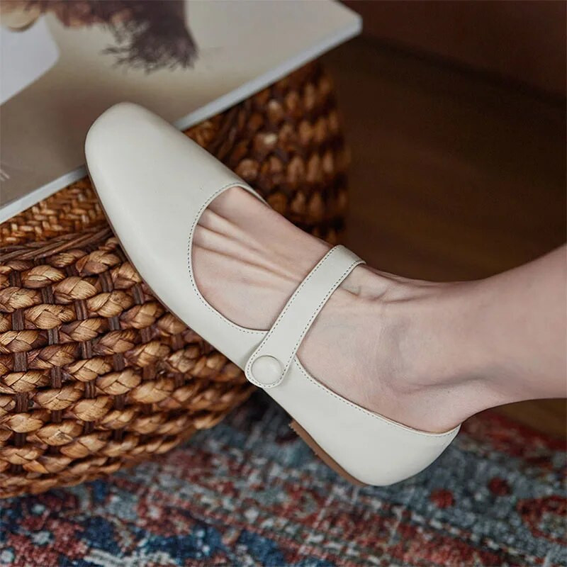 Sieviešu dzīvokļi kvadrātveida purngals Mary Jane kurpes Vintage baleta plakanie melni, mīksti, sekli sieviešu apavi Zapatos Mujer pavasaris rudens 1233N