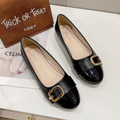 Nove ženske ravne cipele s kopčom i natikačama Ženske mokasine Crne cipele za čamac Lakirane udobne ženske cipele 1457N