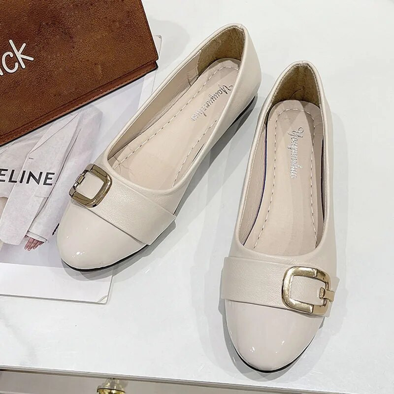 Nove ženske ravne cipele s kopčom i natikačama Ženske mokasine Crne cipele za čamac Lakirane udobne ženske cipele 1457N