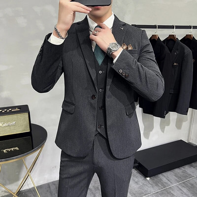 2023. modno novo muško poslovno butik jednobojno jednobojno odijelo za vjenčanje / muški prugasti 3 kom sako sako hlače prsluk