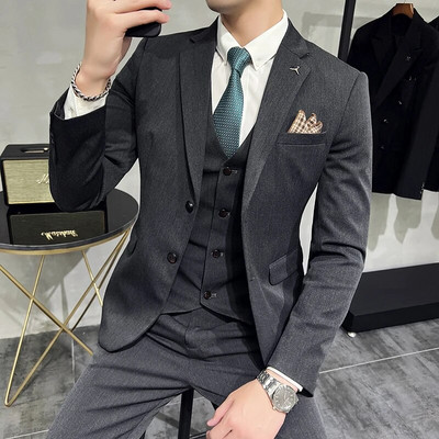 2023. modno novo muško poslovno butik jednobojno jednobojno odijelo za vjenčanje / muški prugasti 3 kom sako sako hlače prsluk