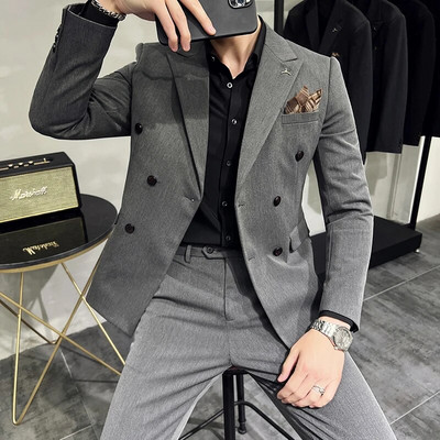 2023. modno novo muško poslovno butik jednobojno jednobojno odijelo za vjenčanje / muški prugasti 3 kom sako sako hlače prsluk