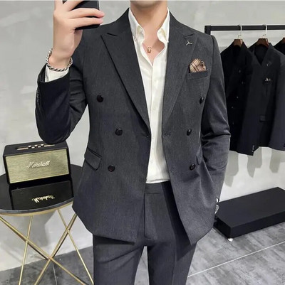 2023. modno novo muško poslovno butik jednobojno jednobojno odijelo za vjenčanje / muški prugasti 3 kom sako sako hlače prsluk