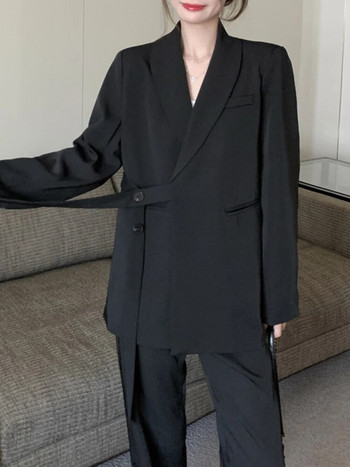 Νέο γυναικείο κοστούμι παντελονιού Casual Business Blazer Vintage Μόδα Κορεάτικο κοστούμι Μπουφάν ίσιο παντελόνι 2 τεμαχίων Γυναικείο κομψό παντελόνι κοστούμι