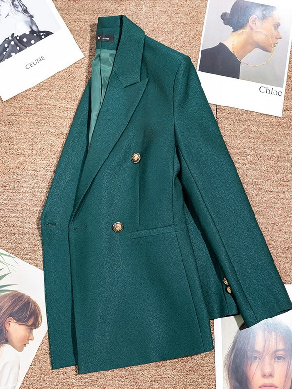 Aukštos kokybės moteriškas kelnių kostiumas, raudonas žalias, vientisas, vienaeilis oficialus švarkas ir kelnės, moteriškos verslo aprangos 2 dalių rinkinys