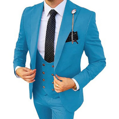 3 gab. Komplekti Bleizeri Jaka Bikses Veste / Vīriešu uzvalks 2023 Jauns Bizness Kāzu Modes Vadītāja Apģērbi Slim Fit Mētelis Bikses Veste