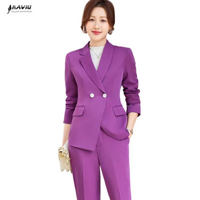 NAVIU Violet Femei Costume Piese de remorcare Nouă primăvară High End Formal Temperament Business Blazer și pantaloni subțiri Îmbrăcăminte de lucru pentru dama de birou