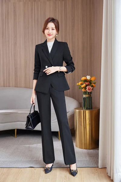 NAVIU Ljubičasta ženska kompletna odijela Nova proljetna vrhunska formalna poslovna temperamentna uska jakna i hlače Uredska ženska radna odjeća