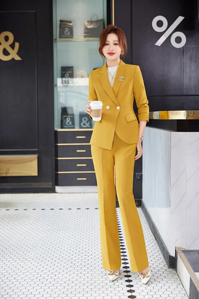 NAVIU Ljubičasta ženska kompletna odijela Nova proljetna vrhunska formalna poslovna temperamentna uska jakna i hlače Uredska ženska radna odjeća