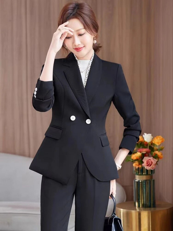 NAVIU Ljubičasta ženska kompletna odijela Nova proljetna vrhunska formalna poslovna temperamentna uska jakna i hlače Uredska ženska radna odjeća