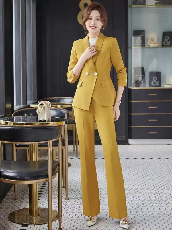 NAVIU Ljubičasta ženska kompletna odijela Nova proljetna vrhunska formalna poslovna temperamentna uska jakna i hlače Uredska ženska radna odjeća