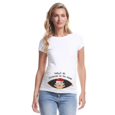 Baby's First Christmas on The Inside Majica za trudnice Majice za trudnice Božićna majica za najavu trudnoće Bijela odjeća za novu mamu
