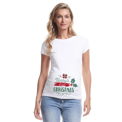 Baby's First Christmas on The Inside Majica za trudnice Majice za trudnice Božićna majica za najavu trudnoće Bijela odjeća za novu mamu