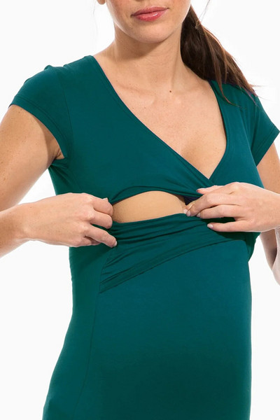 Modna majica s v-izrezom za trudnice Prugaste majice kratkih rukava Ljetna odjeća za trudnice Odjeća za dojenje Seksi majica za dojenje