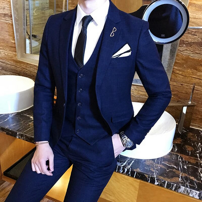 Muška britanska haljina s okomitim prugama uskog kroja Poslovna svečana haljina od 3 komada Komplet odijela Blaze prsluk Hlače Mladoženja Vjenčana jakna Kaput