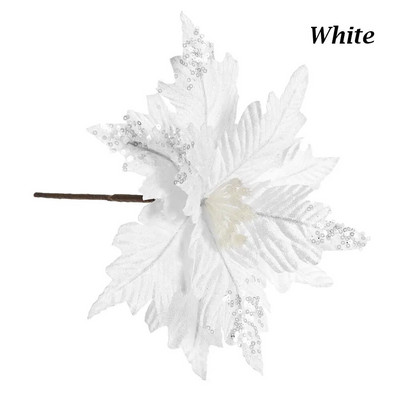 20 cm svjetlucava umjetna božićna zvijezda, cvijeće božićnog drvca Potrepštine za dekoraciju zabava Ukrasi za kućni dekor Ručno izrađeni flanelirani cvijet