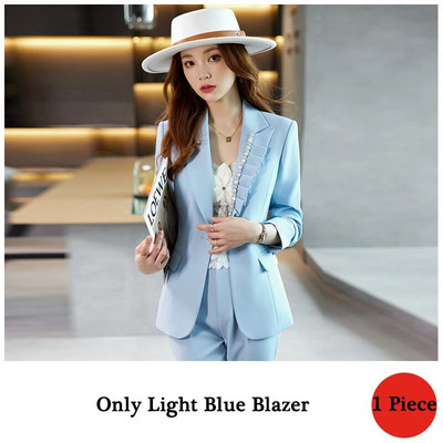 QOERLIN divdaļīgs žakete un bikses korejiešu modes krelles ar garām piedurknēm ar vienu pogu jaka mētelis pavasara rudens solīdi uzvalki eleganti