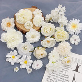 Balti mākslīgie ziedi Galvas zīda viltoti ziedi mājas dekorēšanai ballītes kāzu dekorācijas DIY Valentīna dienas dāvanas Aksesuāri