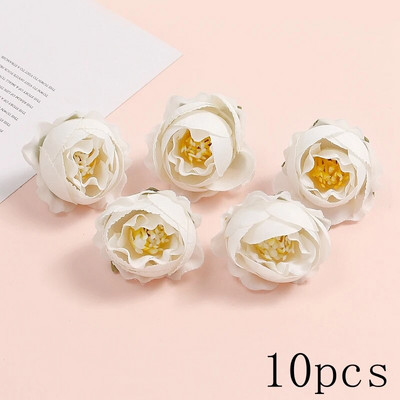 Balti mākslīgie ziedi Galvas zīda viltoti ziedi mājas dekorēšanai ballītes kāzu dekorācijas DIY Valentīna dienas dāvanas Aksesuāri