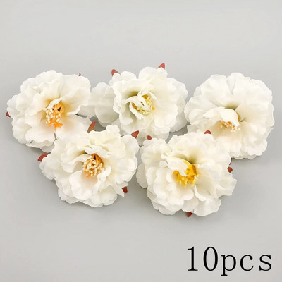 Balti mākslīgie ziedi Galvas zīda viltoti ziedi mājas dekorēšanai ballītes kāzu dekorācijas DIY Valentīna dienas dāvanas Aksesuāri