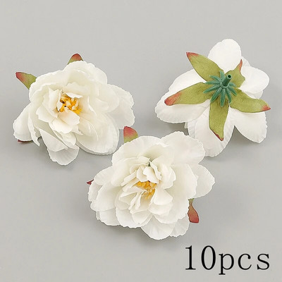 Balti mākslīgie ziedi Galvas zīda viltoti ziedi mājas dekorēšanai ballītes kāzu dekorācijas DIY Valentīna dienas dāvanas Aksesuāri