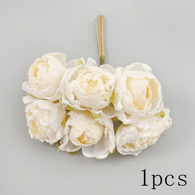 Balti mākslīgie ziedi Galvas zīda viltoti ziedi mājas dekorēšanai ballītes kāzu dekorācijas DIY Valentīna dienas dāvanas Aksesuāri