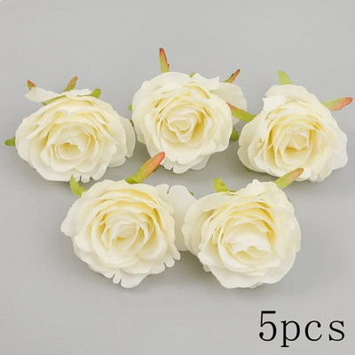 Balti mākslīgie ziedi Galvas zīda viltoti ziedi mājas dekorēšanai ballītes kāzu dekorācijas DIY Valentīna dienas dāvanas Aksesuāri