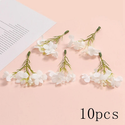 Balti mākslīgie ziedi Galvas zīda viltoti ziedi mājas dekorēšanai ballītes kāzu dekorācijas DIY Valentīna dienas dāvanas Aksesuāri