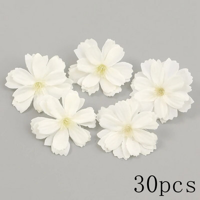 Balti mākslīgie ziedi Galvas zīda viltoti ziedi mājas dekorēšanai ballītes kāzu dekorācijas DIY Valentīna dienas dāvanas Aksesuāri