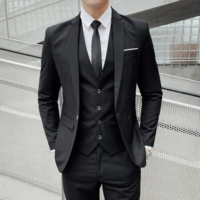 Poslovni muški kumovi sakoi Hlače Mladoženja Vjenčanica Banket Jednobojno usko odijelo Jakna Kaput Prsluk Komplet hlača 3 kom