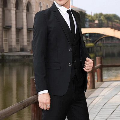 Poslovni muški kumovi sakoi Hlače Mladoženja Vjenčanica Banket Jednobojno usko odijelo Jakna Kaput Prsluk Komplet hlača 3 kom