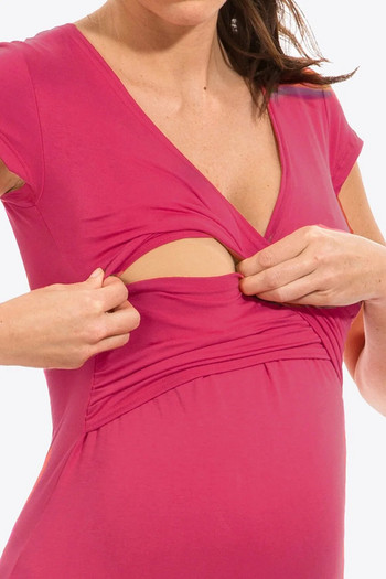 Γυναικείο πουκάμισο θηλασμού μητρότητας με κοντό μανίκι V-λαιμόκοψη σταυρωτό λουλουδάτο μπλουζάκι θηλασμού εγκυμοσύνης κολακευτικό μπλουζάκι εγκυμοσύνης