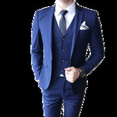 Muško odijelo Komplet od 3 komada Klizna boja Jakna Hlače Prsluk Poslovni vjenčani banket Jednostavne uske jakne Kaput Hlače Waisocat