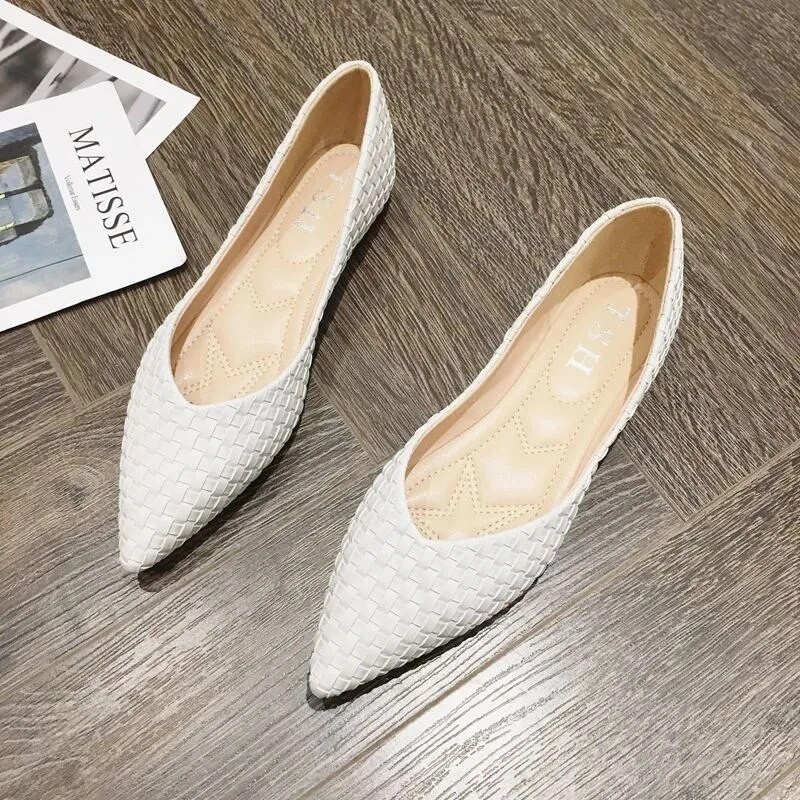 Ženske ravne cipele Balerinke za žene Zapatos Planos De Mujer sa šiljatim vrhom Jednobojne ženske mokasine Lolita cipele velike veličine 45