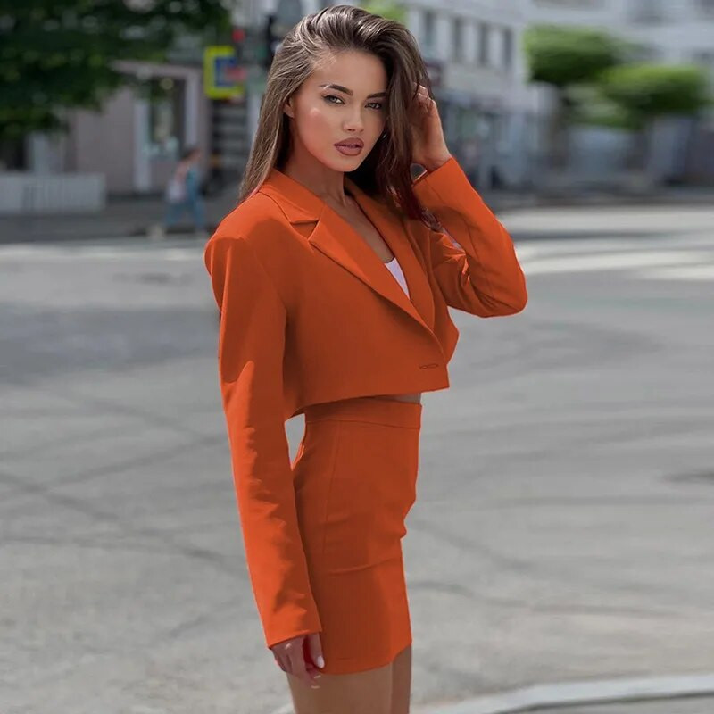 Komplet od 2 komada Proljeće Ljeto Svečani ženski blejzer i suknja Uredska uniforma Hlače Jakna Poslovna radna odjeća
