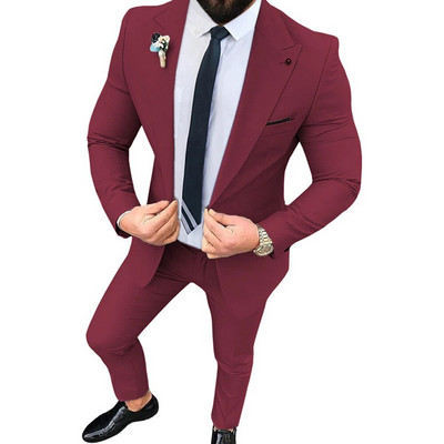 Blejzeri Muški modni banketni uski komplet odijela od 3 komada / muški poslovni jednobojni sako, hlače, hlače, prsluk, kaput