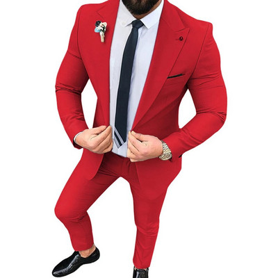 Blejzeri Muški modni banketni uski komplet odijela od 3 komada / muški poslovni jednobojni sako, hlače, hlače, prsluk, kaput