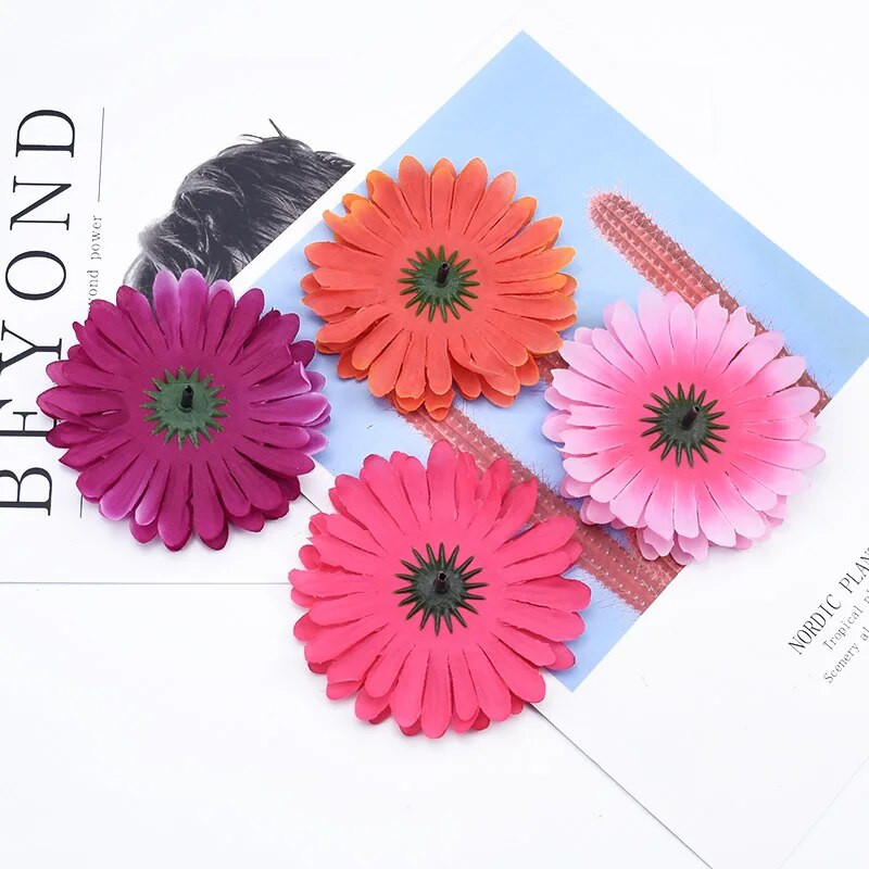 10 komada 10 cm svilene gerbere za vjenčanje, zidno ukrasno cvijeće, novogodišnja božićna dekoracija za dom, veleprodaja umjetnog cvijeća