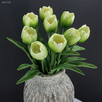 SunMade European Tulip Branch Real Touch Artificial Flowers Party Decoration Home Decor Wedding Flores Green Flower Fall Decor