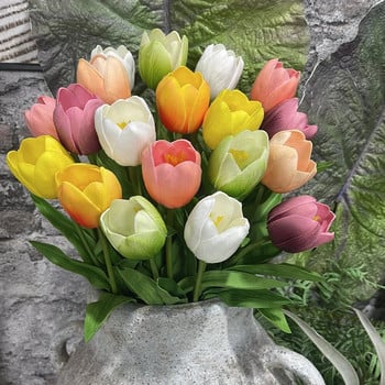 SunMade European Tulip Branch Real Touch Τεχνητά Λουλούδια Διακόσμηση Πάρτυ Διακόσμηση σπιτιού Γάμος Flores Πράσινο λουλούδι Φθινοπωρινό ντεκόρ