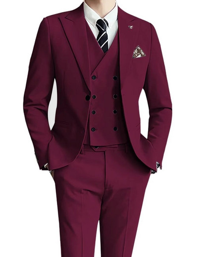 2023. Novi modni muški butik za slobodno vrijeme, jednobojni, poslovni, uski vjenčani najbolji komplet od 3 komada, sakoi, jakna, kaput, hlače, prsluk