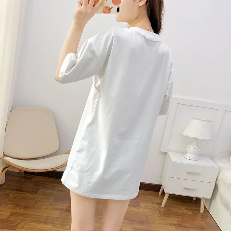 Jednobojna pamučna majica kratkih rukava srednje dužine za dojenje Postporođajna odjeća za majke Ležerna odjeća za dojenje DirectSales 5015B