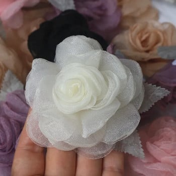 5 ΤΕΜ/Παρτίδα Χειροποίητο Ύφασμα Οργάντζα Τεχνητό λουλούδι τριαντάφυλλου για καπέλα νυφικού ντεκόρ Αξεσουάρ κορσάζ κεφαλής