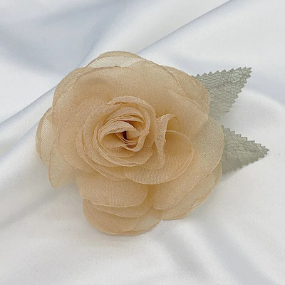 5 DB/tétel Kézzel készített organza szövet mesterséges rózsa virág esküvői ruhához Kalap dekor fűző fejfedő kiegészítők